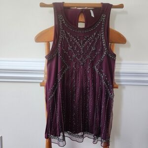 Vanity Beaded Tank Purple S